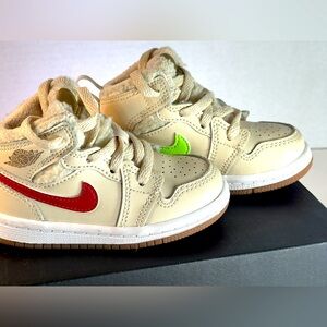 Jordan 1 Fleece Pearl White - Toddler 5c shoe - Nike rare fuzzy multicolor
